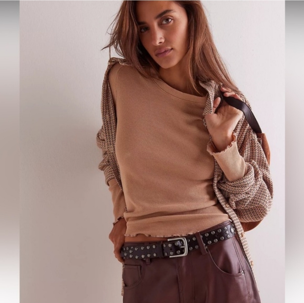 Free People Easy Does it Tee In Cuban Sand Size Large